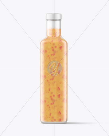 Square Frosted Chilli Sauce Bottle Mockup