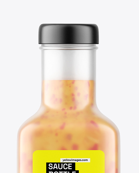 Square Frosted Chilli Sauce Bottle Mockup