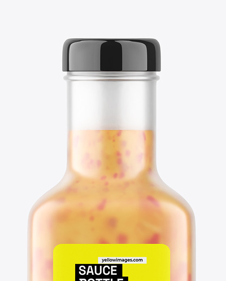 Square Frosted Chilli Sauce Bottle Mockup