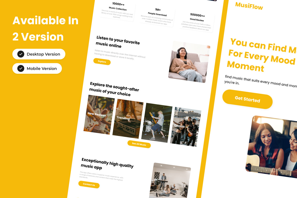 MusiFlow - Music Player Landing Page V1