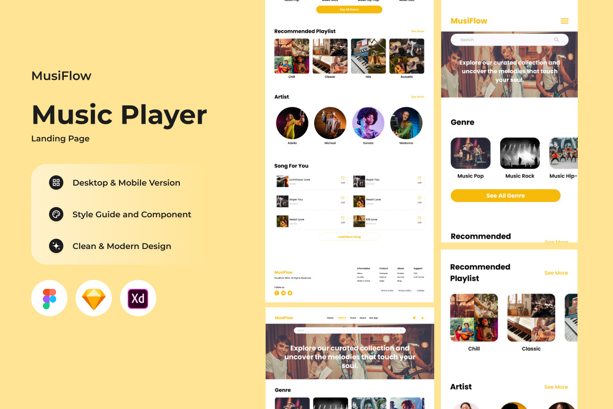MusiFlow - Music Player Landing Page V2 MusiFlow - Music Player Landing Page V2