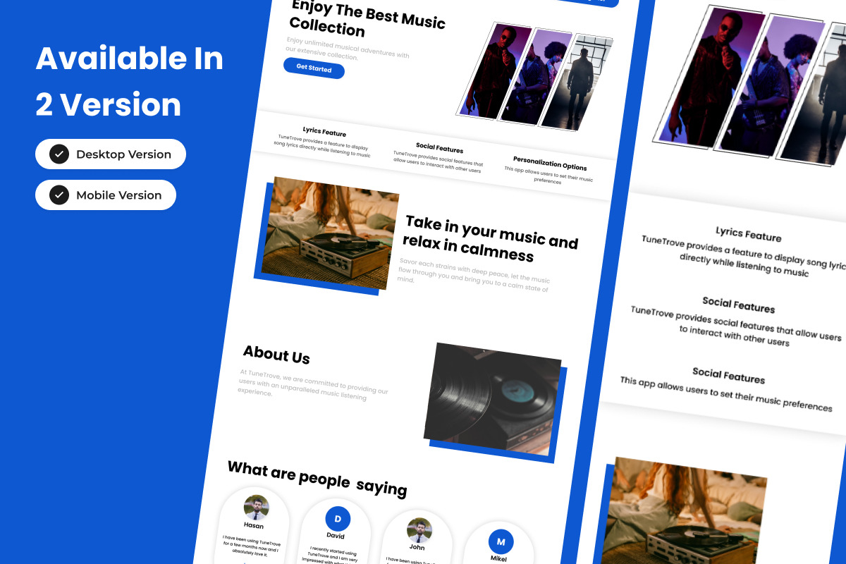 TuneTrove - Music Player Landing Page V1