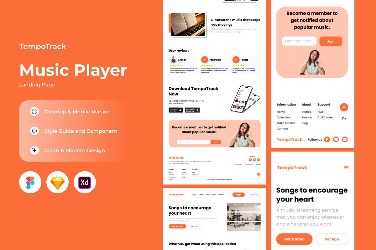 TempoTrack - Music Player Landing Page V1