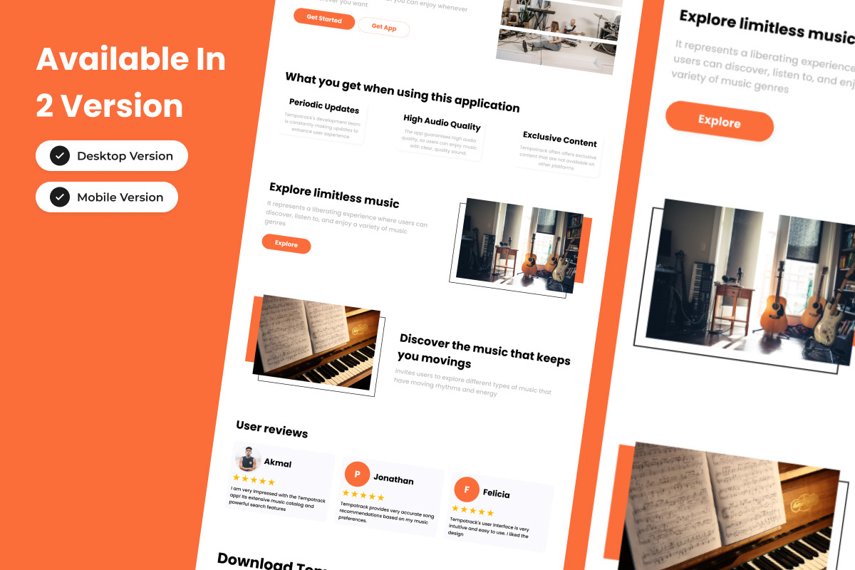 TempoTrack - Music Player Landing Page V1