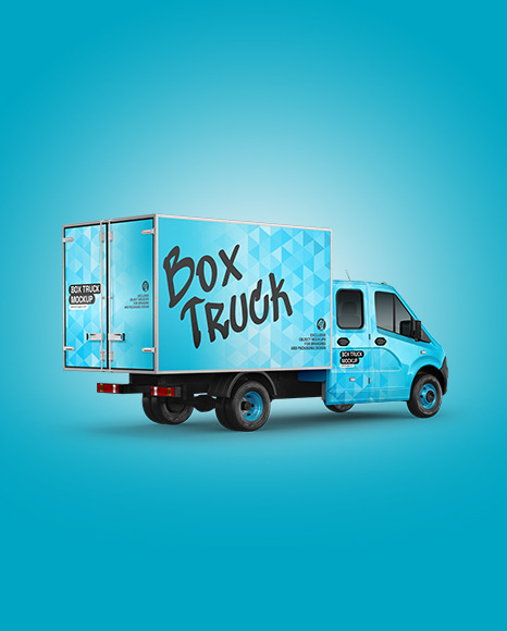 Box Truck Mockup - Back Half Side View