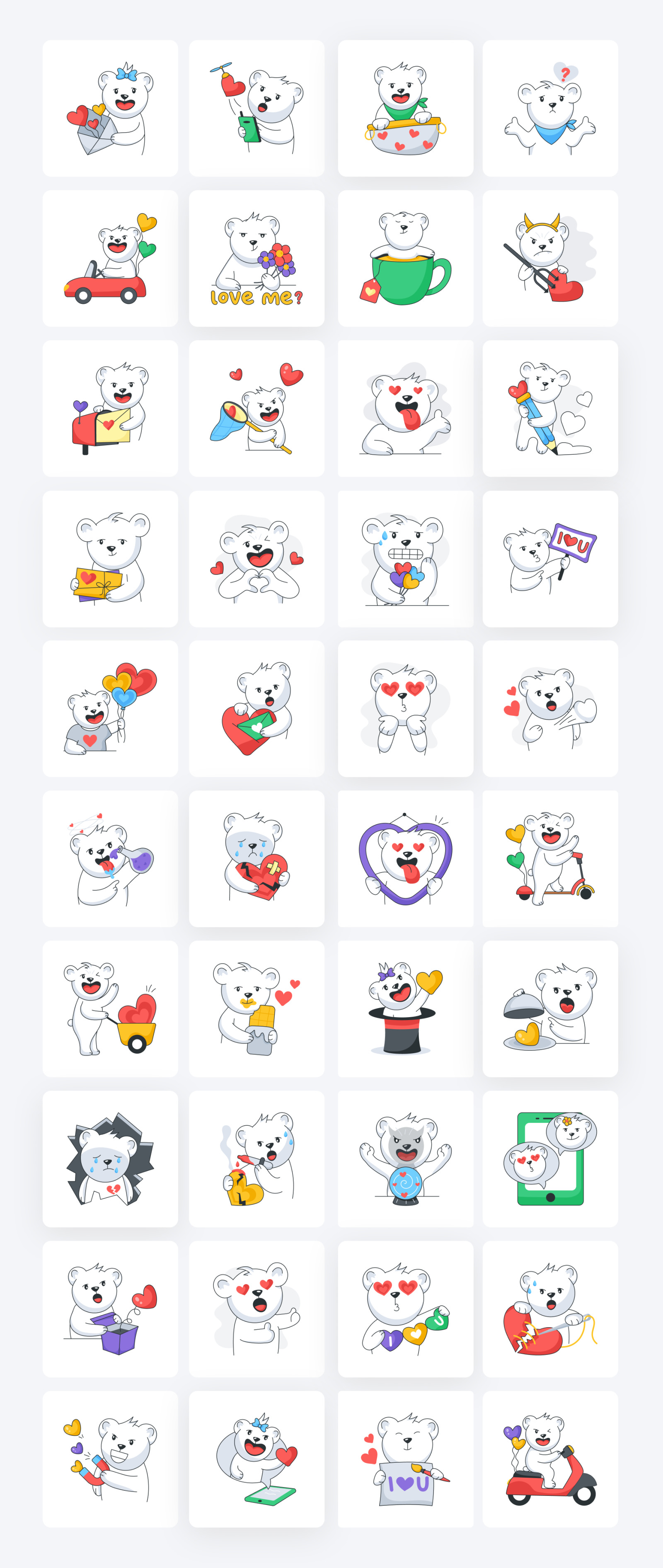 Flat Animated Love Stickers