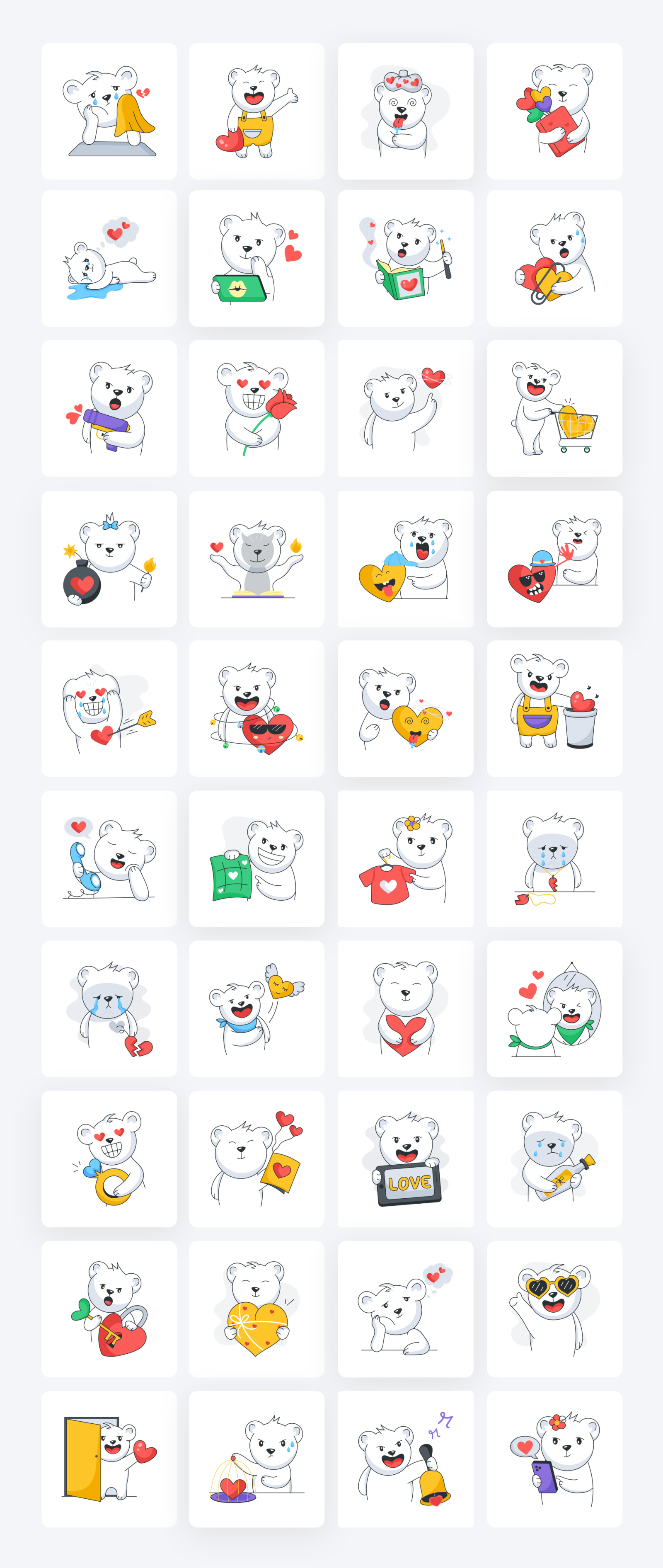 Flat Animated Love Stickers