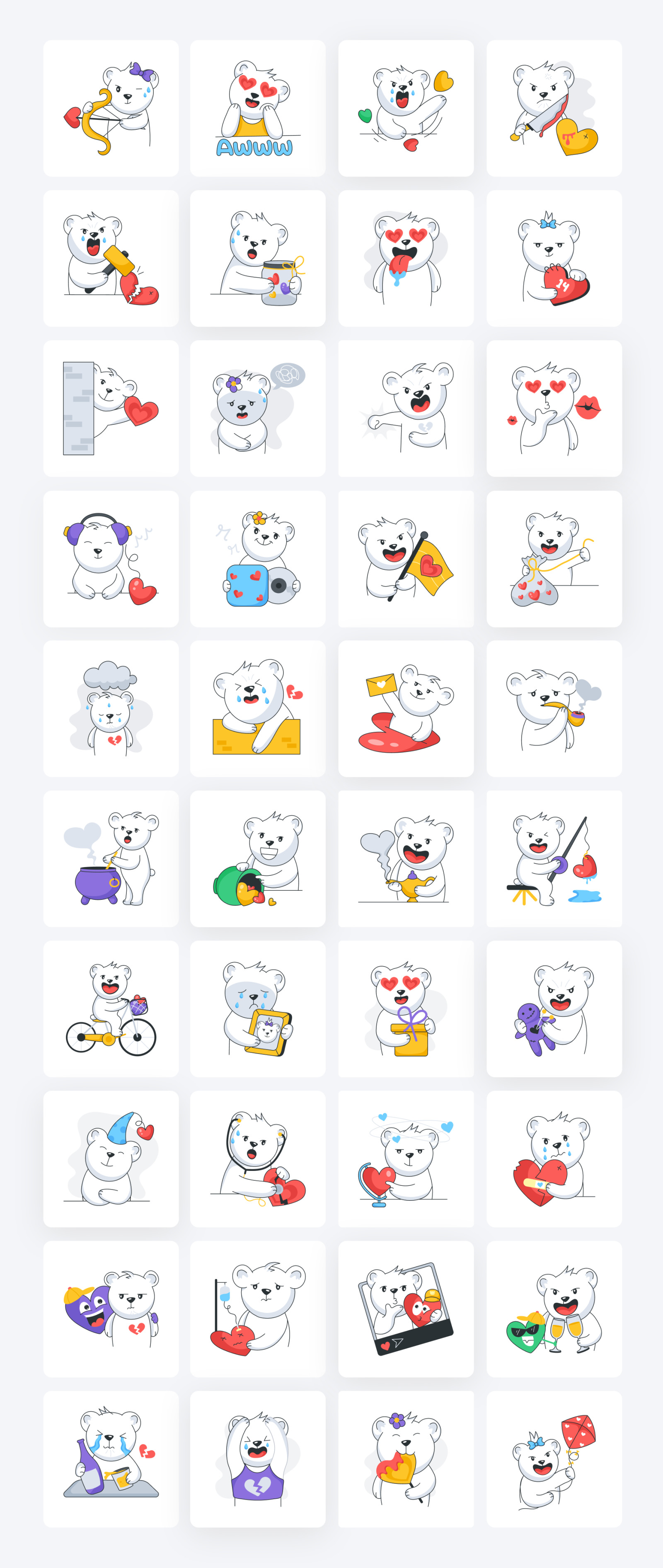 Flat Animated Love Stickers