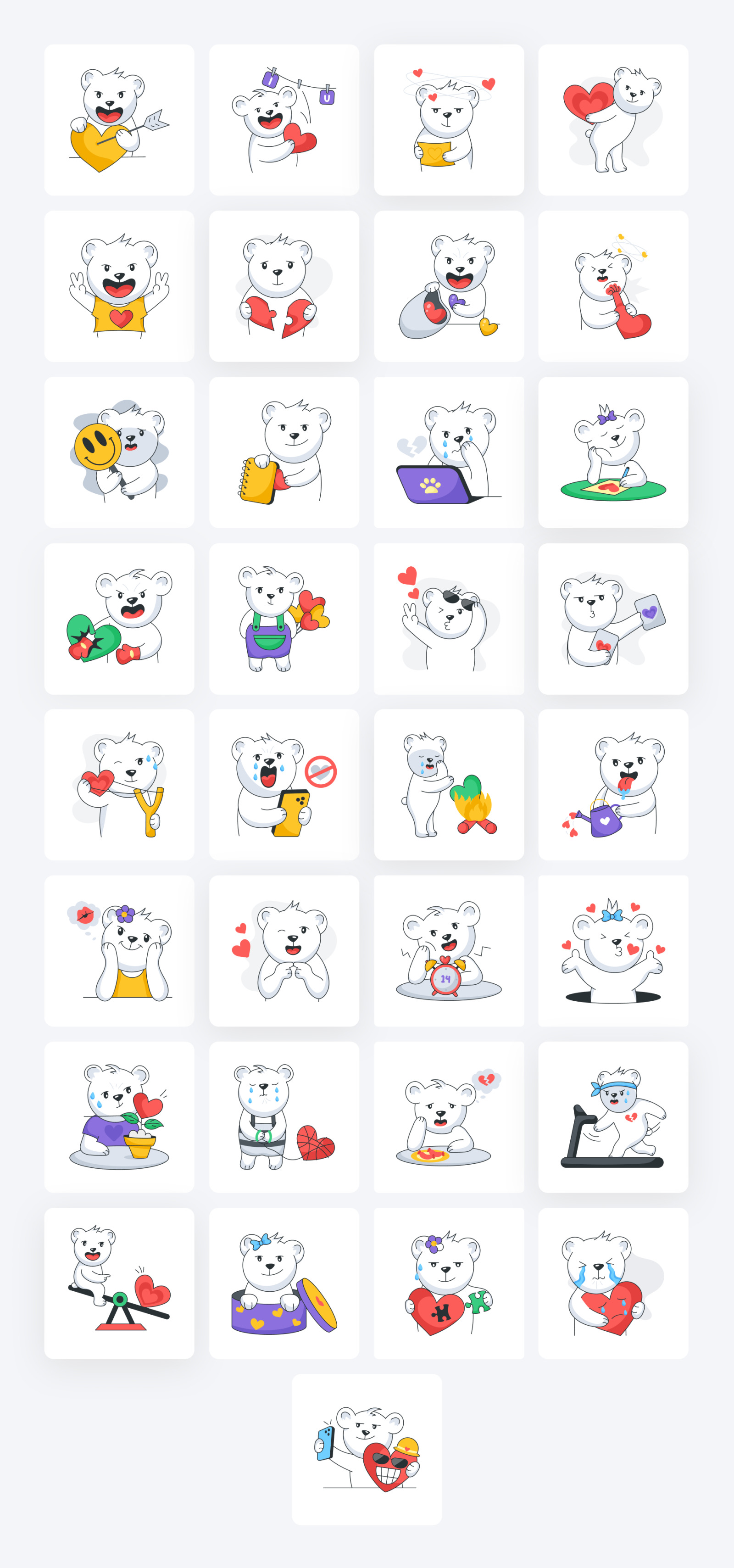 Flat Animated Love Stickers