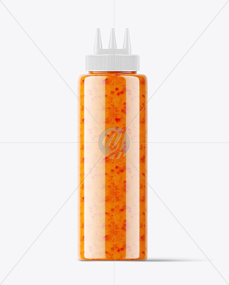 Hot Chilli Sauce Bottle w/ Triple Nozzle Mockup