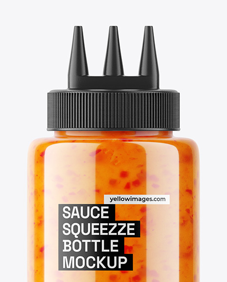 Hot Chilli Sauce Bottle w/ Triple Nozzle Mockup