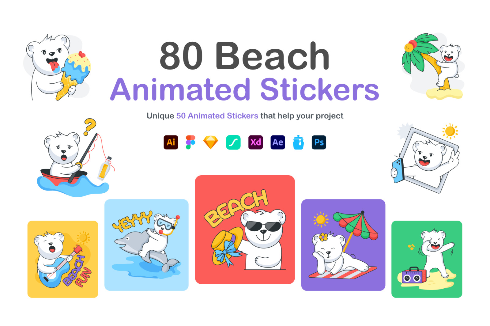 Animated Beach Stickers Animated Beach Stickers