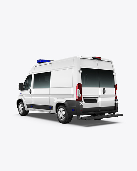 Van Ambulance Mockup - Back Half Side View