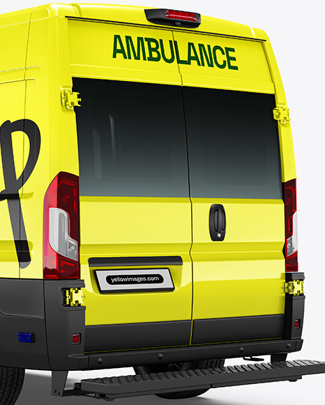 Van Ambulance Mockup - Back Half Side View