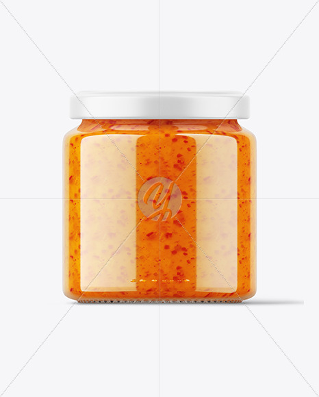 Glass Red Sweet Chilli Sauce Jar Mockup