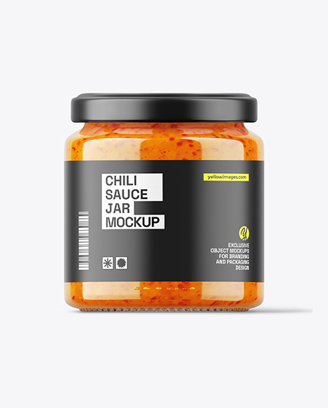 Glass Red Sweet Chilli Sauce Jar Mockup