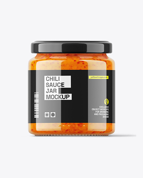 Glass Red Sweet Chilli Sauce Jar Mockup