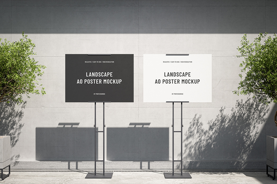 Landscape A0 Poster Mockup Set Landscape A0 Poster Mockup Set