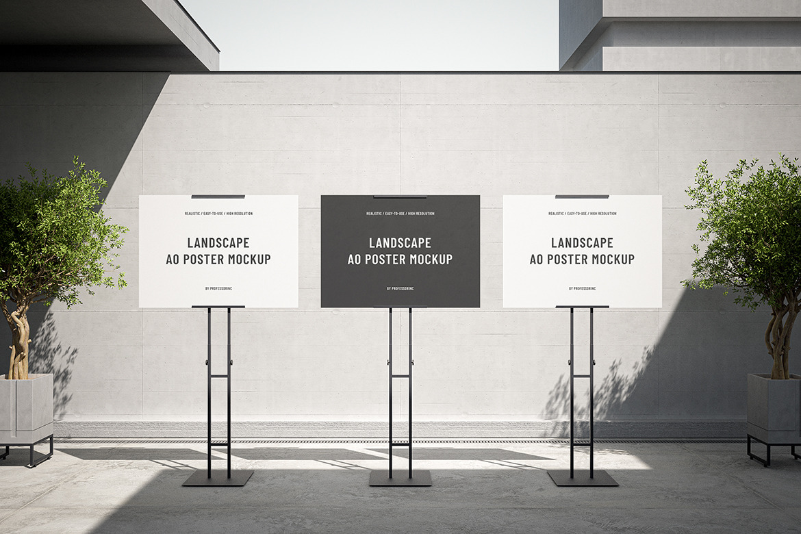 Landscape A0 Poster Mockup Set Landscape A0 Poster Mockup Set