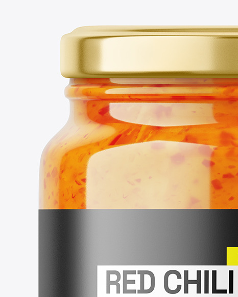 Glass Red Sweet Chilli Sauce Jar Mockup