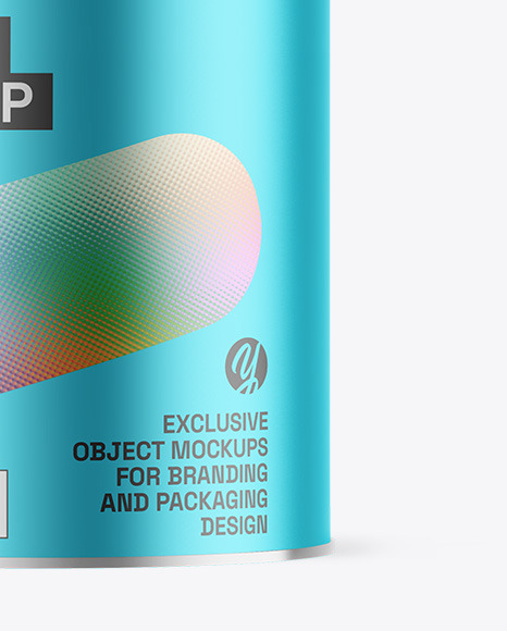 Matte Metallic Tea Tin Can Mockup