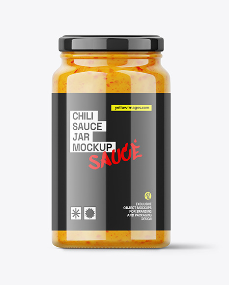 Glass Sweet Chilli Sauce Jar Mockup