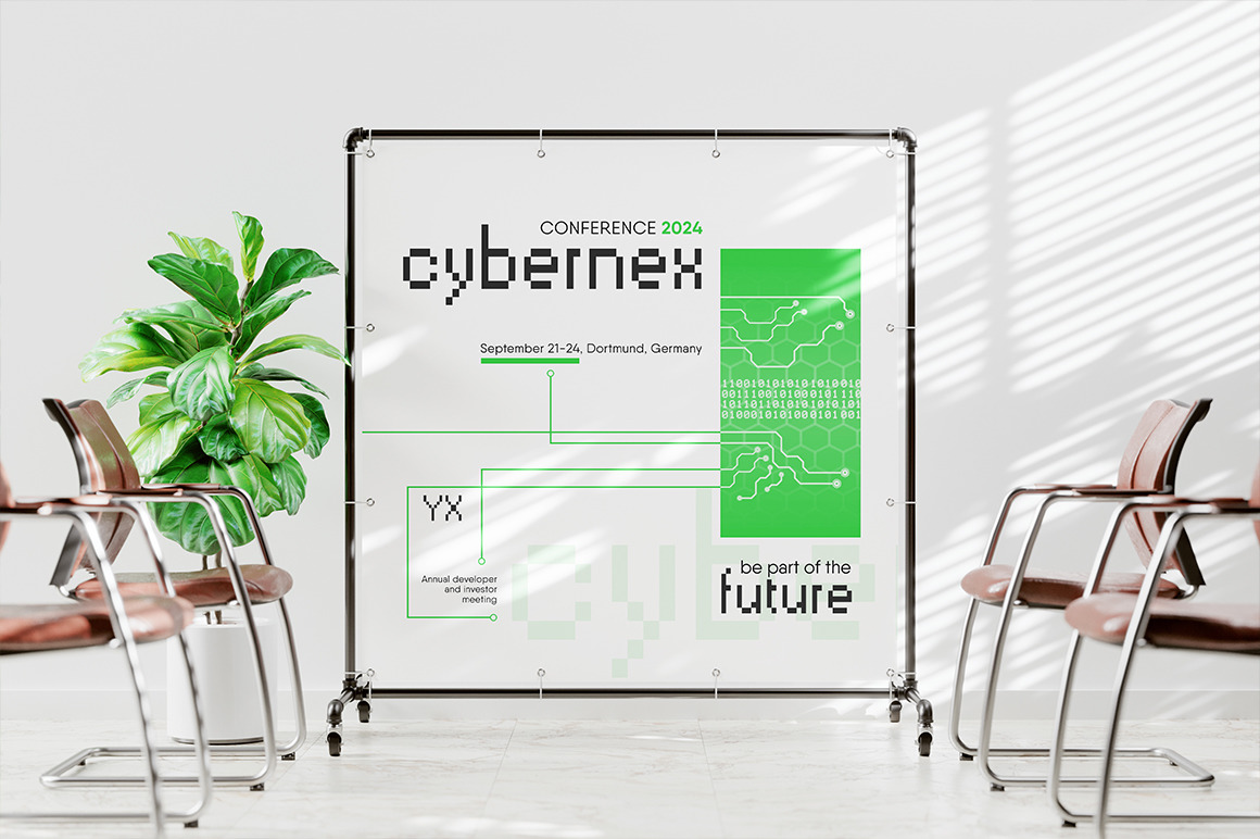 Advertising Stand Banner on Wheels Mockup