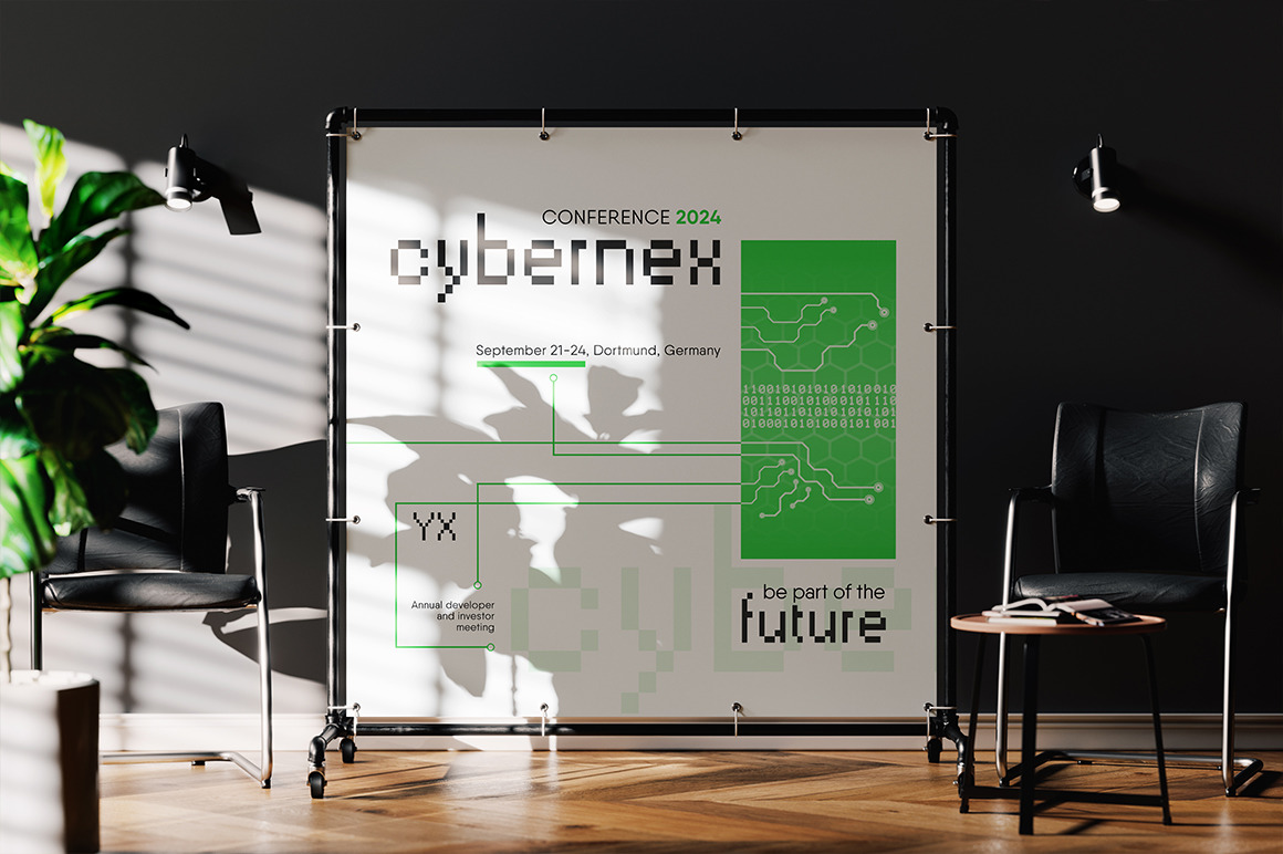 Advertising Stand Banner on Wheels Mockup