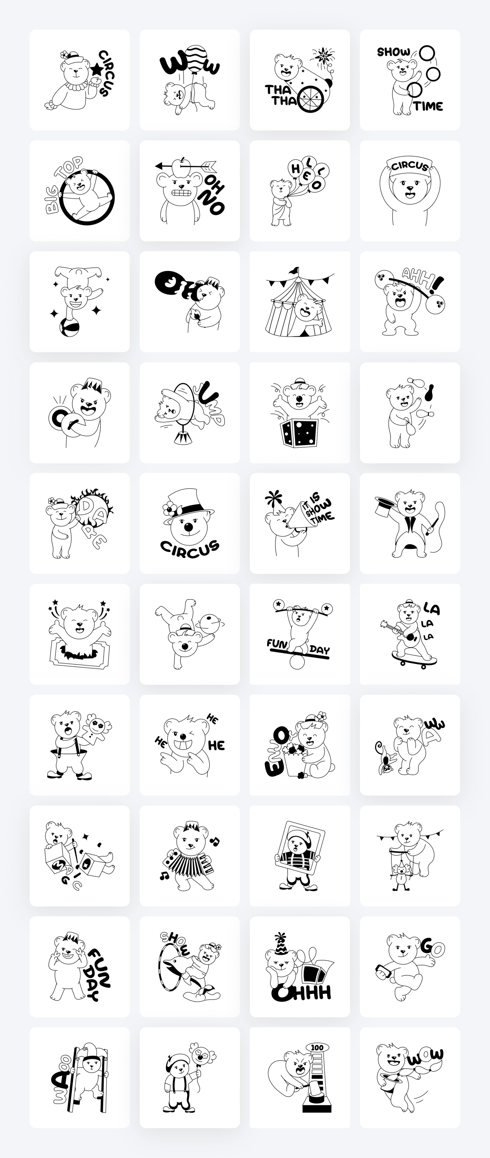 Animated Circus Bear Stickers