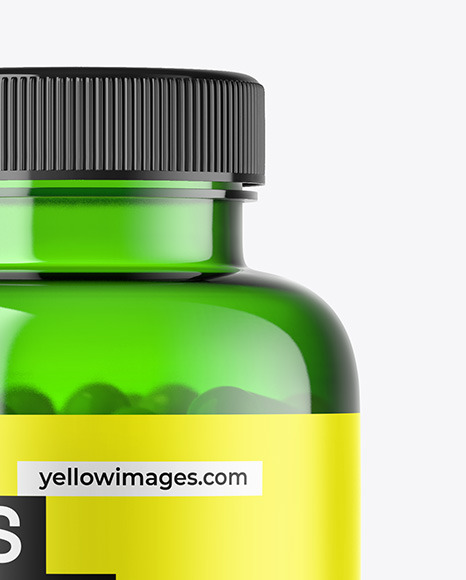 Green Pills Bottle Mockup