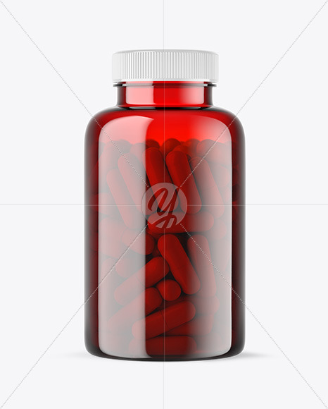 Red Pills Bottle Mockup