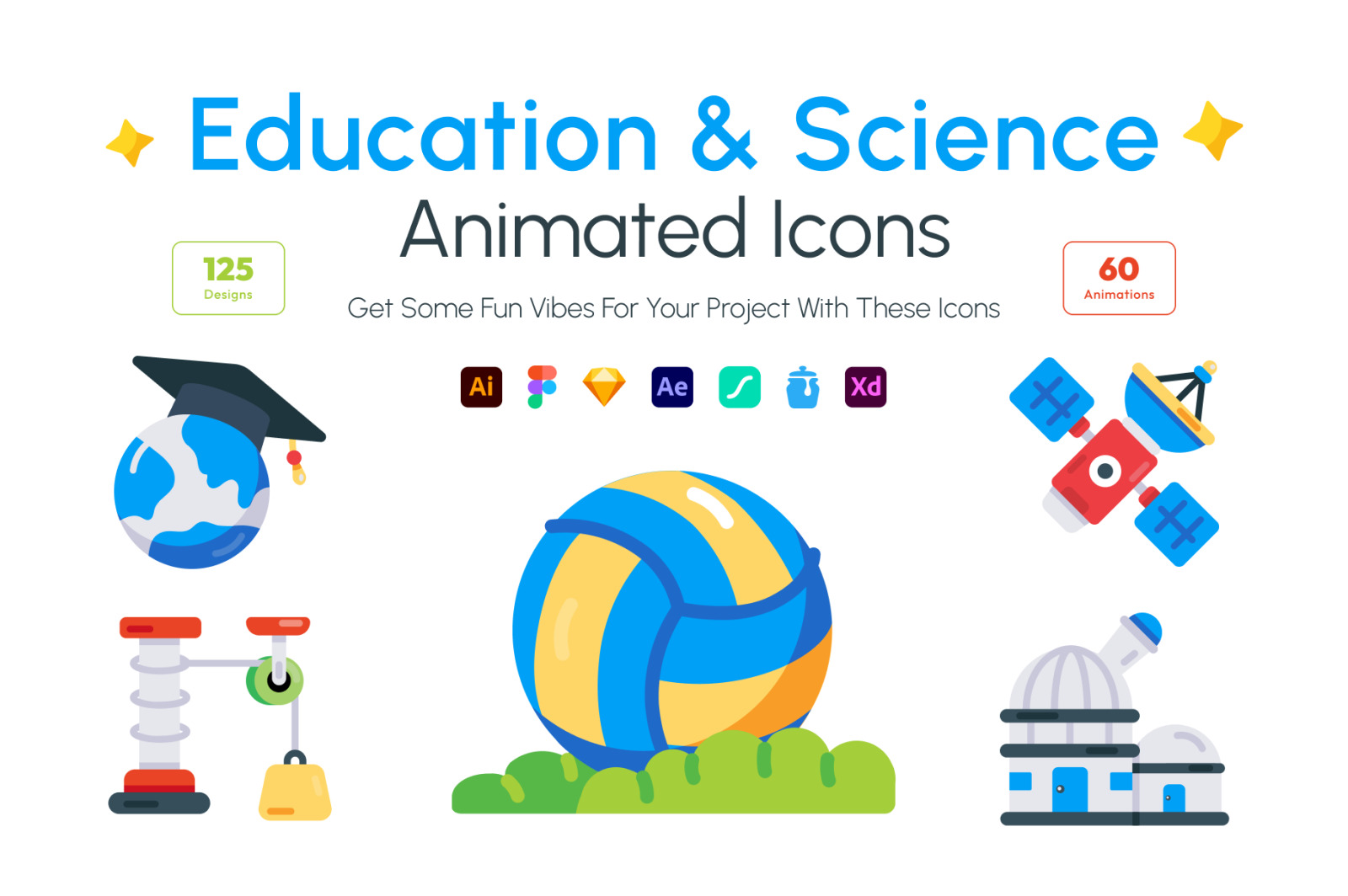 Animated Education and Science Icons