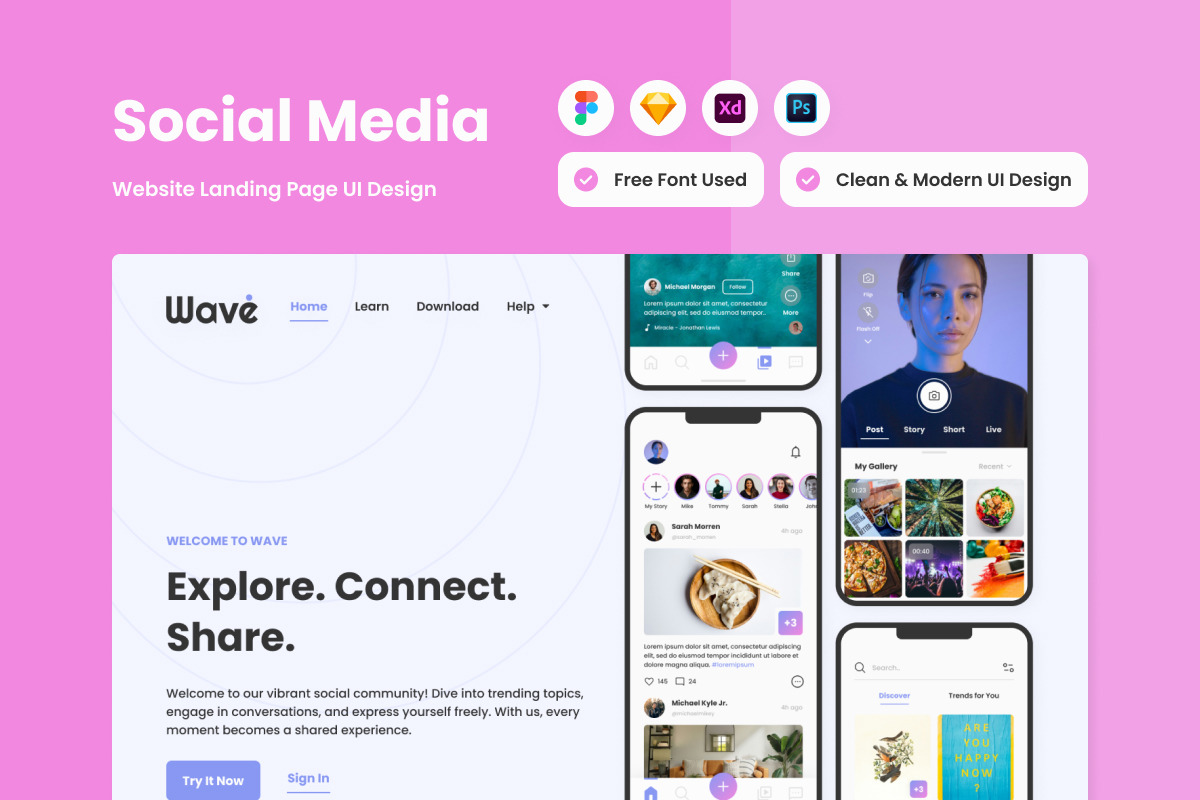 Wave - Social Media Landing Page V2