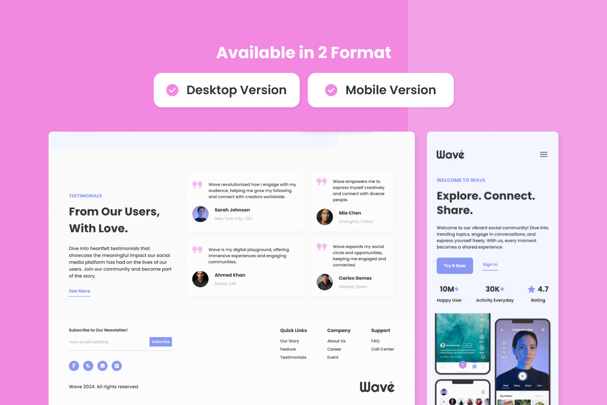 Wave - Social Media Landing Page V2