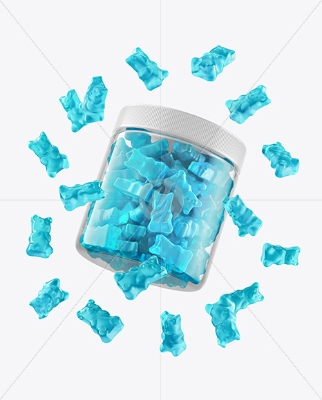 Plastic Jar with Gummies Mockup