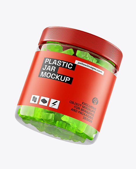 Plastic Jar with Gummies Mockup