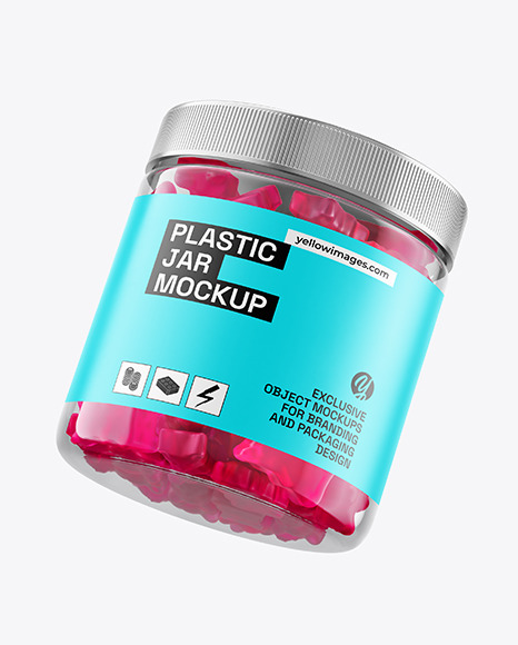 Plastic Jar with Gummies Mockup