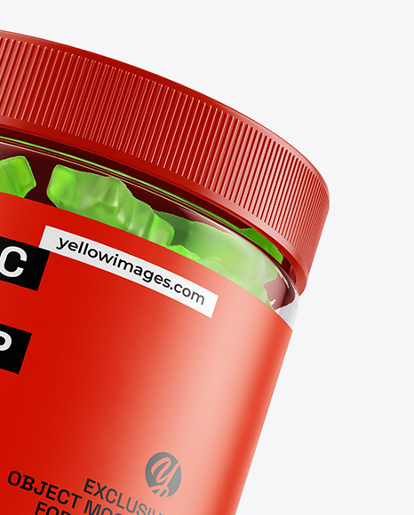 Plastic Jar with Gummies Mockup