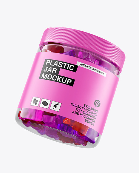 Plastic Jar with Gummies Mockup