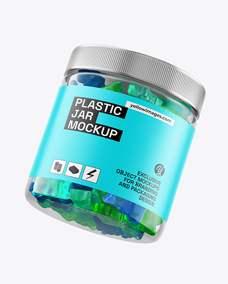 Plastic Jar with Gummies Mockup