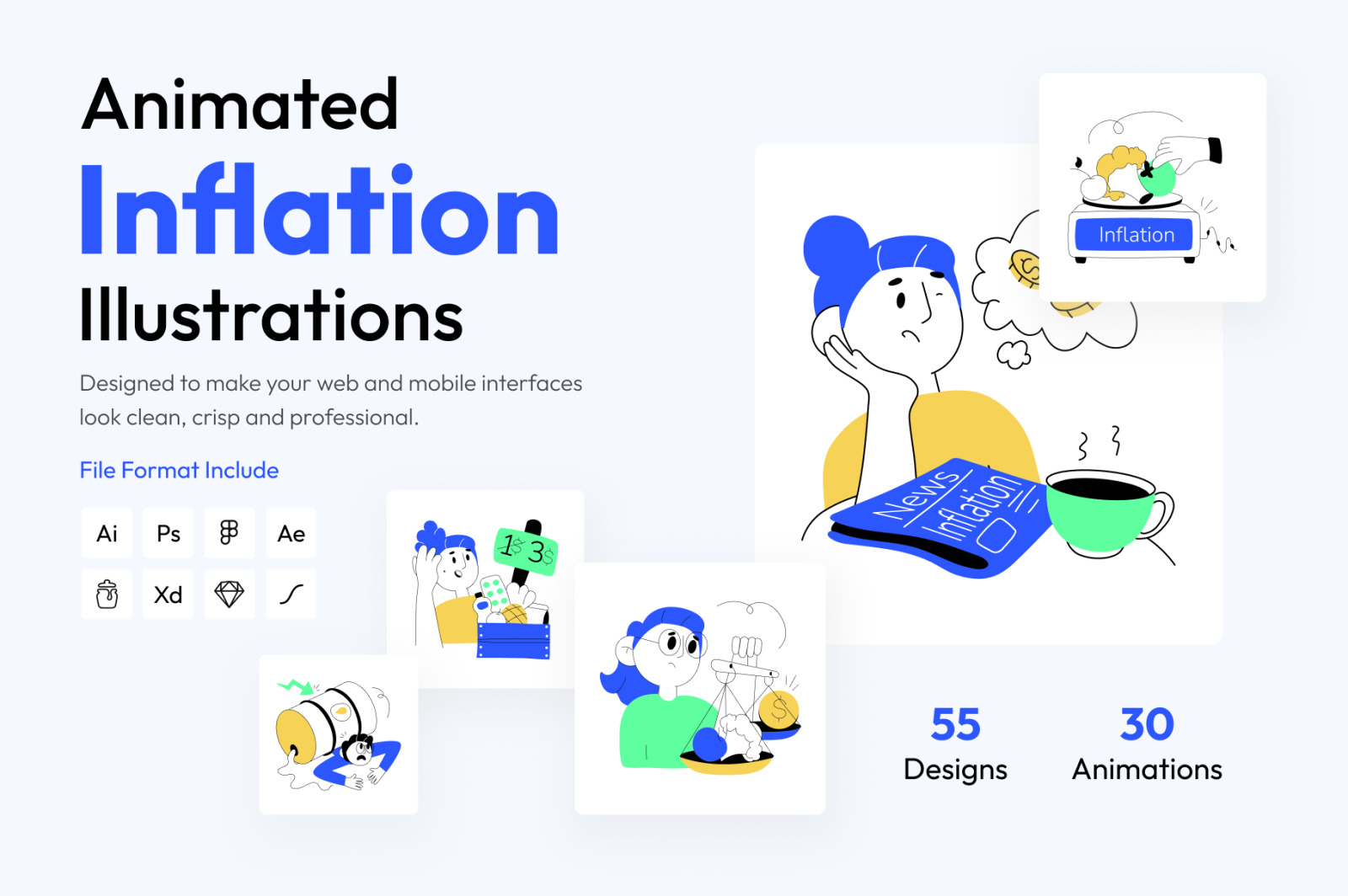 Animated Inflation Illustration Set Animated Inflation Illustration Set