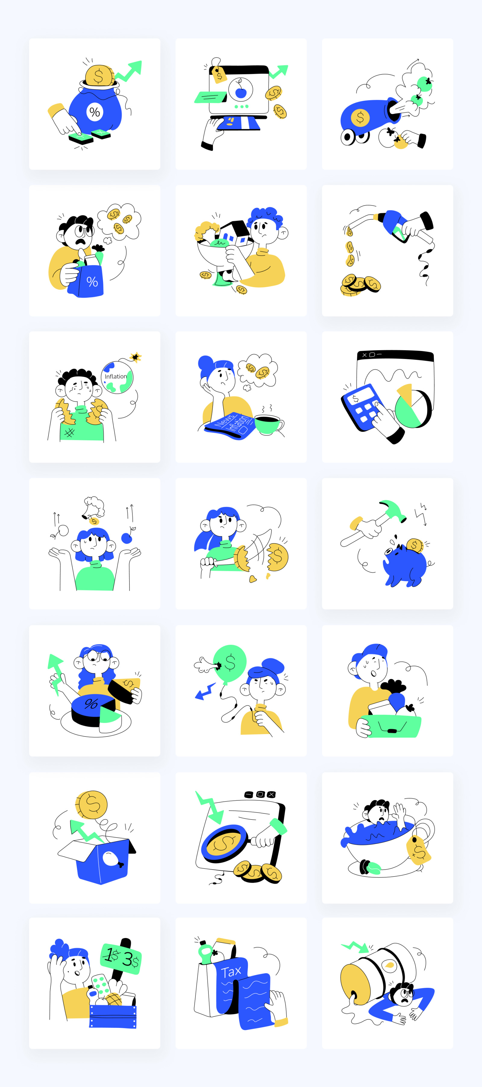 Animated Inflation Illustration Set Animated Inflation Illustration Set