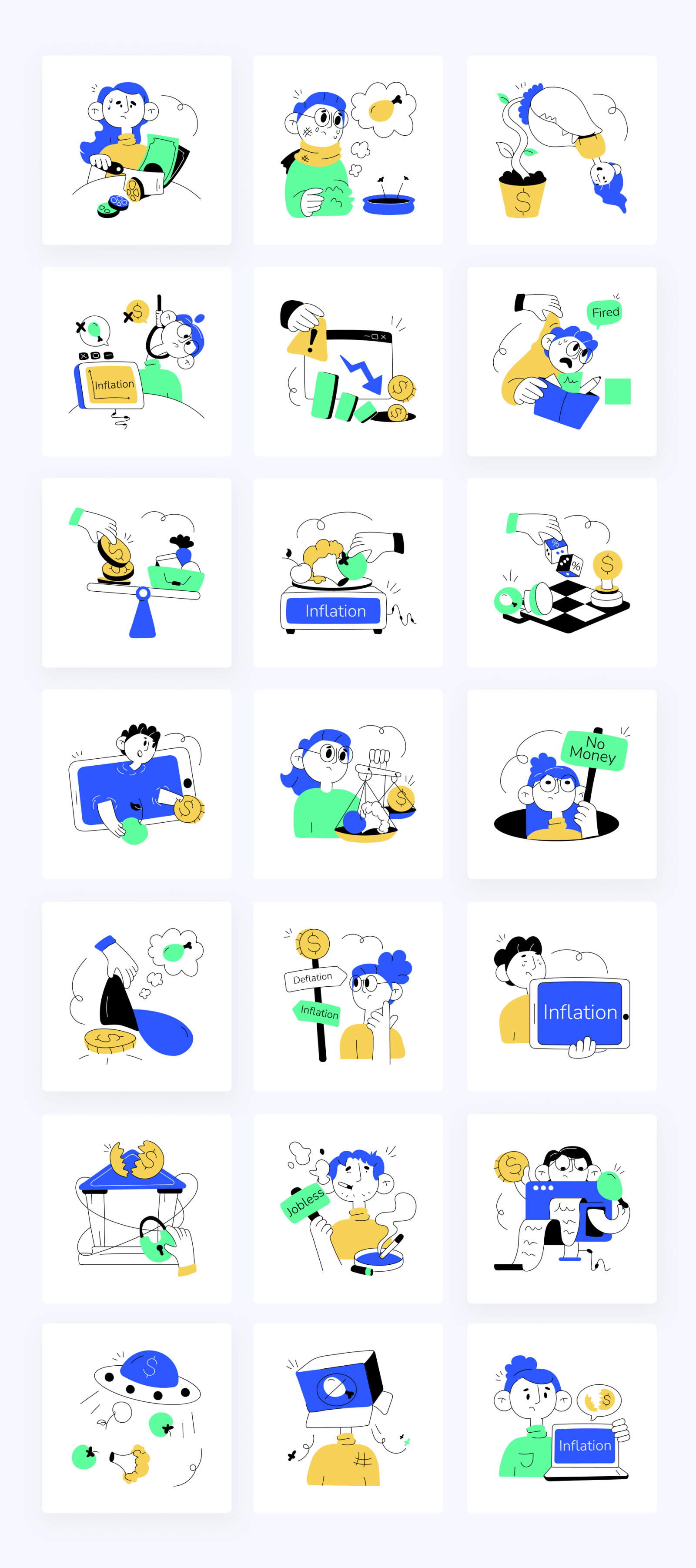 Animated Inflation Illustration Set Animated Inflation Illustration Set