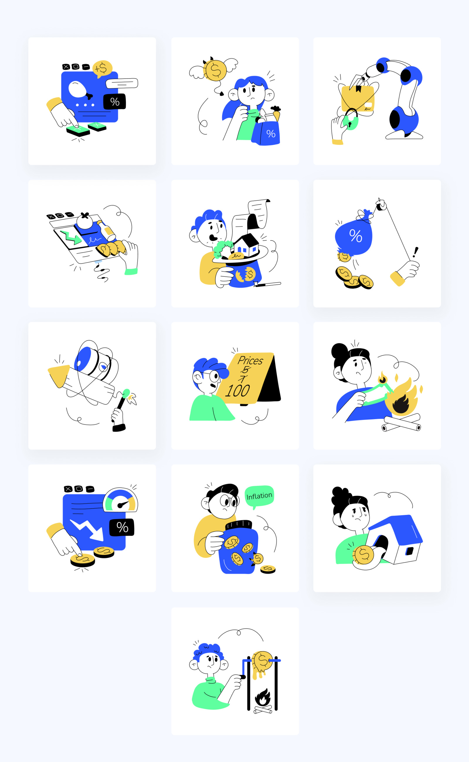 Animated Inflation Illustration Set Animated Inflation Illustration Set