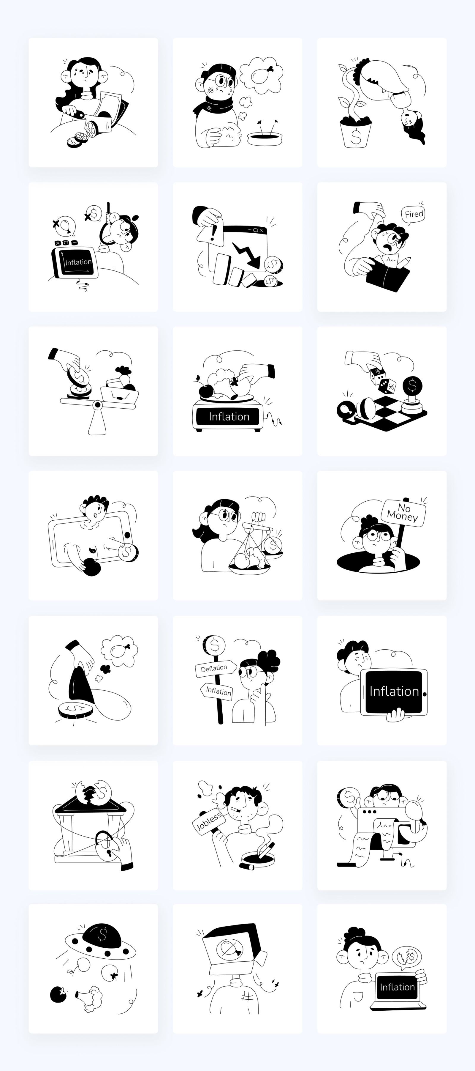 Animated Inflation Illustration Set Animated Inflation Illustration Set