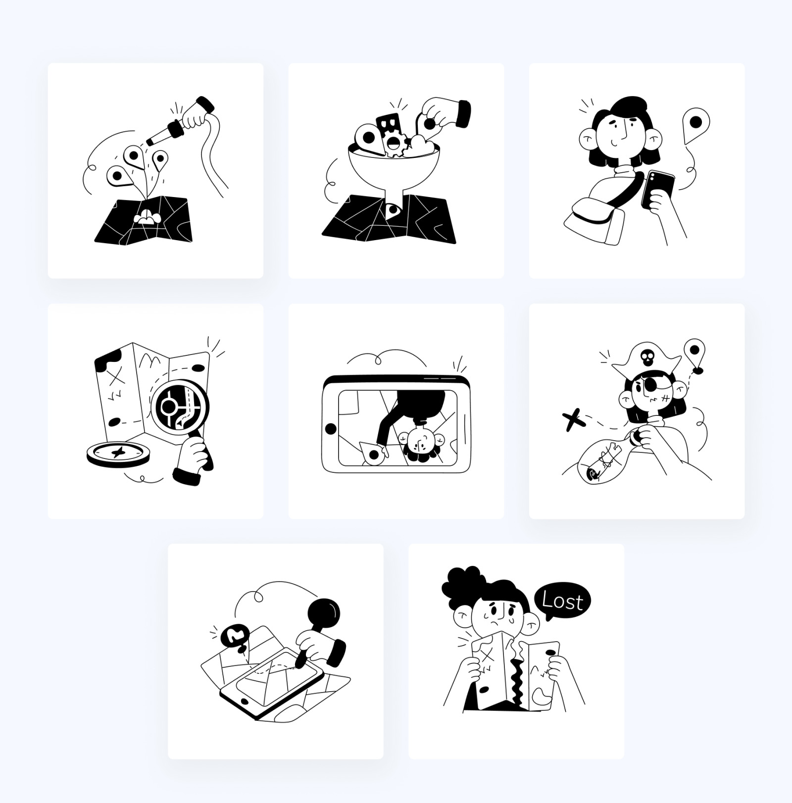 Animated Map Illustration Set Animated Map Illustration Set