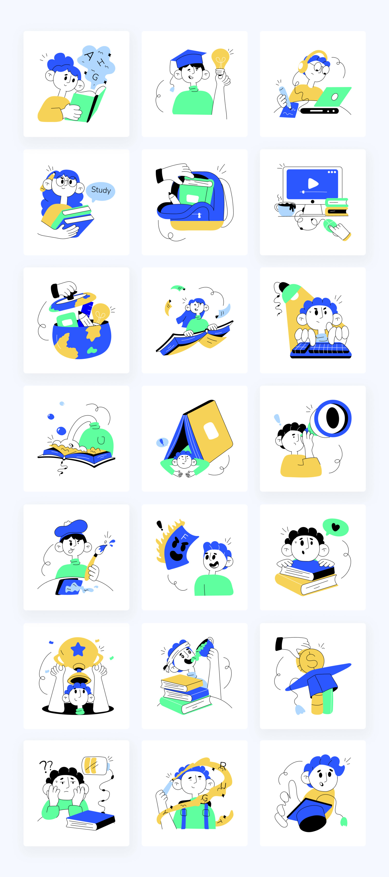 Animated Education Illustration Set Animated Education Illustration Set