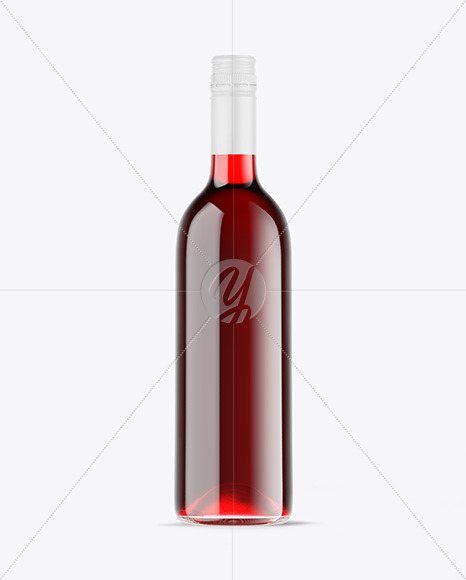 Clear Glass Red Wine Bottle Mockup