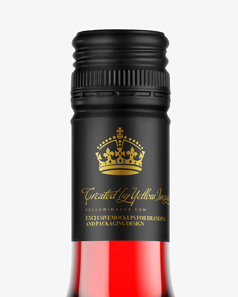 Clear Glass Red Wine Bottle Mockup