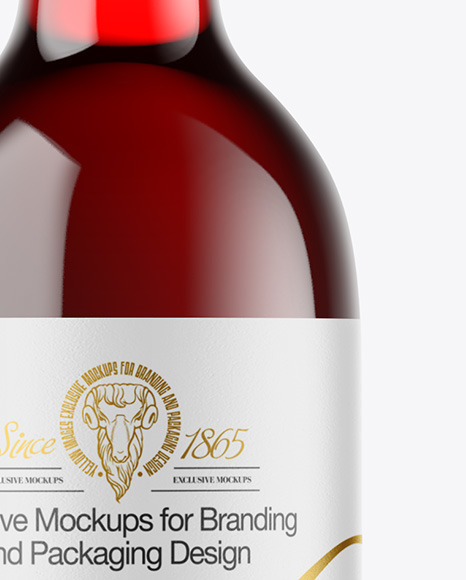Clear Glass Red Wine Bottle Mockup
